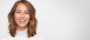 smiling woman on a white background